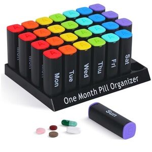 28 Day Twice Daily Pill Organizer Monthly Medication Case Large Capacity